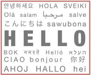 Logo with the word Hello in many languages