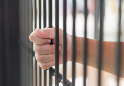 Little hand in jail royalty-free stock photo