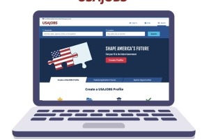 Computer showing USAJobs main page
